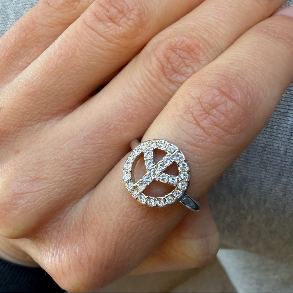 Coach Silver Peace Heart Star Ring Trio Set - Picture 2 of 9